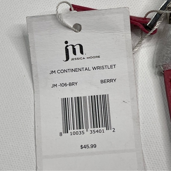 Jennifer Moore Wristlet Clutch Bag Wallet Purse Berry Red Vegan Leather New - Picture 11 of 12